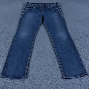 Silver Jeans Womens 18x32" Blue Aiko Mid Straight Mid Rise Medium Wash Denim